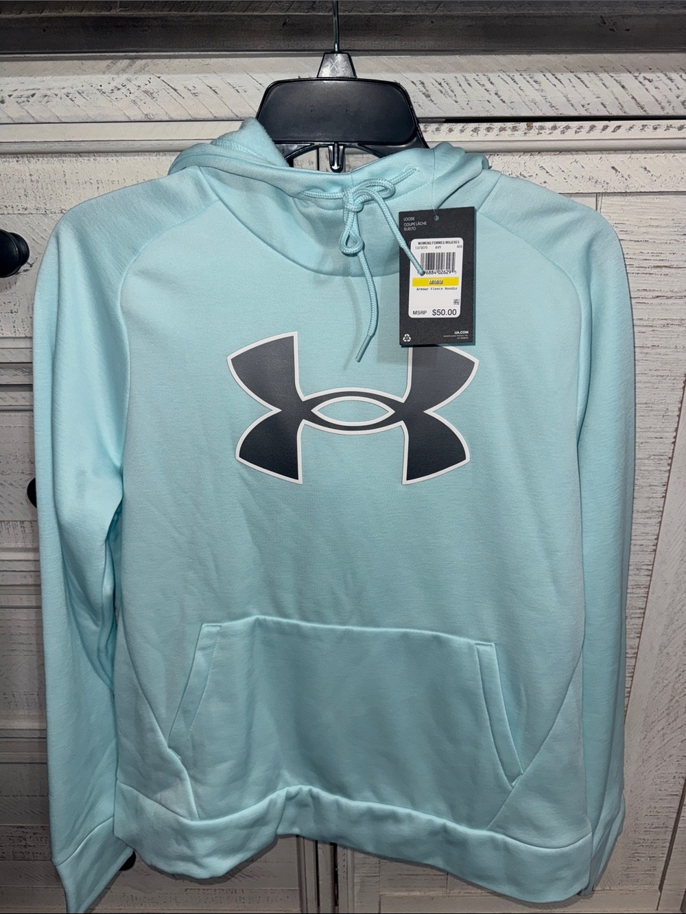 NWT Under Armour Mint Blue Hoodie with gray Logo